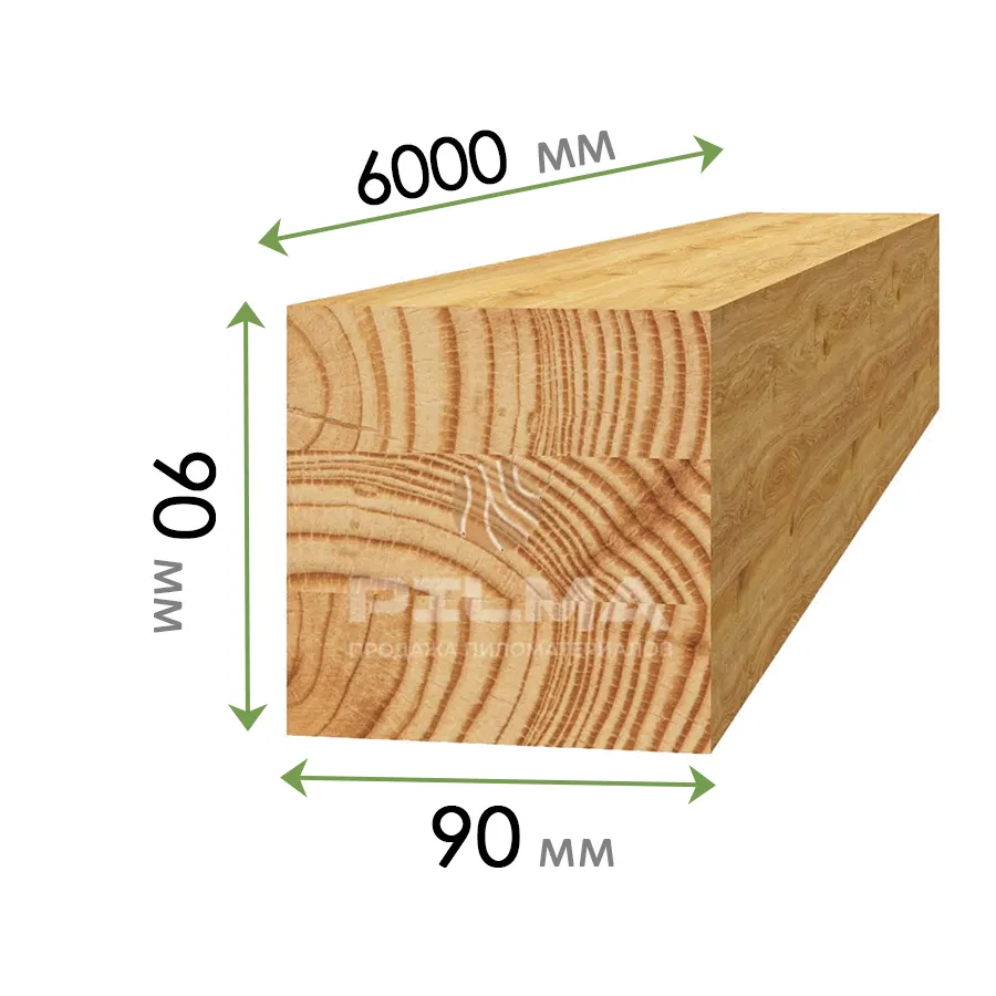 Купить Брус клееный 90х90х6000 мм (Сосна, Ель)