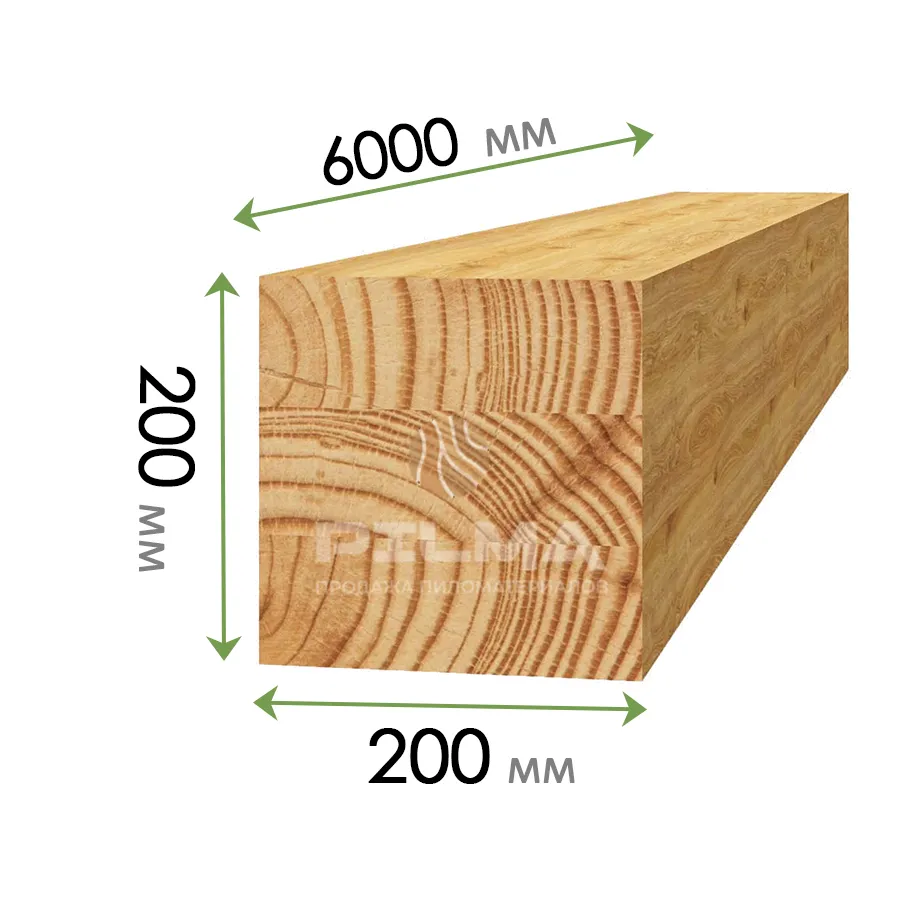 Купить Брус клееный 200х200х6000 мм (Сосна, Ель)