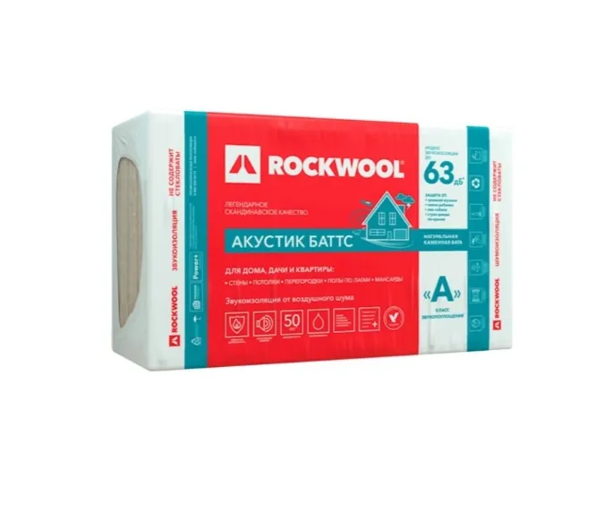Купить Утеплитель Rockwool Акустик Баттс 1000х600х50 мм, 45 кг/м3