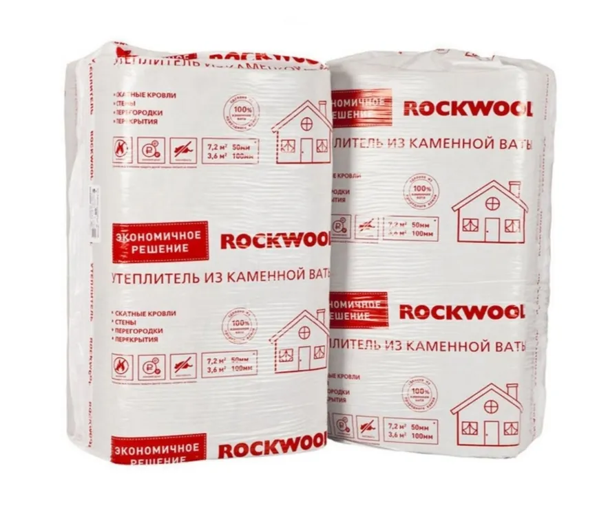 Купить Утеплитель Rockwool Эконом 1000х600х50 мм, 27 кг/м3