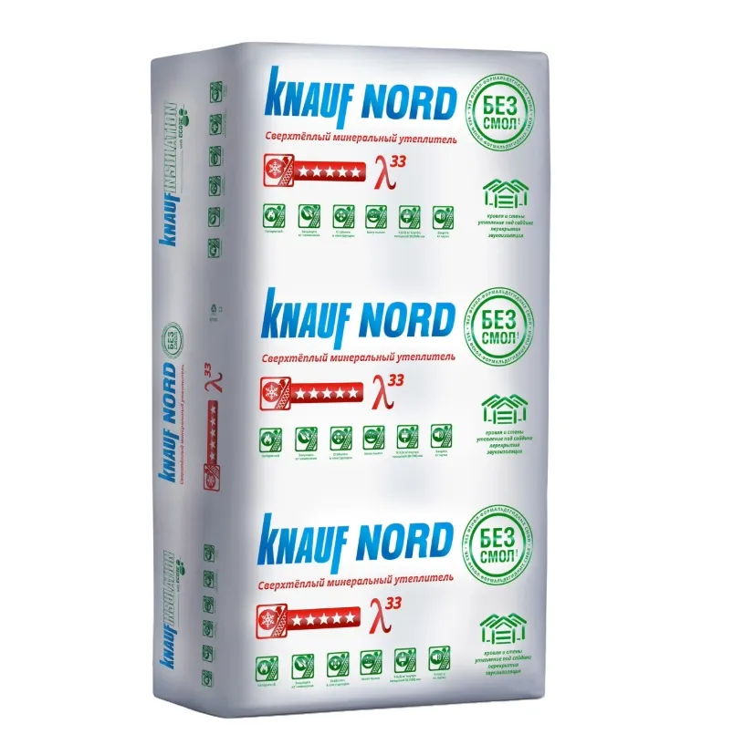 Купить Утеплитель KNAUF NORD TS 033 1250х600х50 мм, (12шт/уп) 9 м2, 0,45м3, (24шт/под)